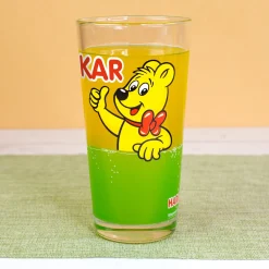 HARIBO Trinkglas Goldbär Motiv | 380 ml Glas in Orange oder Grün für Kinder, Erwachsene & Fans