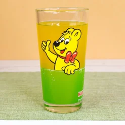 HARIBO Trinkglas Goldbär Motiv | 380 ml Glas in Orange oder Grün für Kinder, Erwachsene & Fans