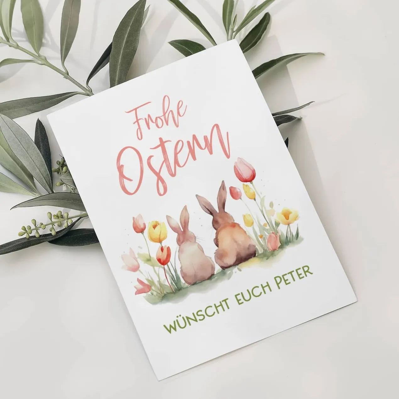 Hasen - Osterkarte mit Ihrem Text persönlich gestaltet