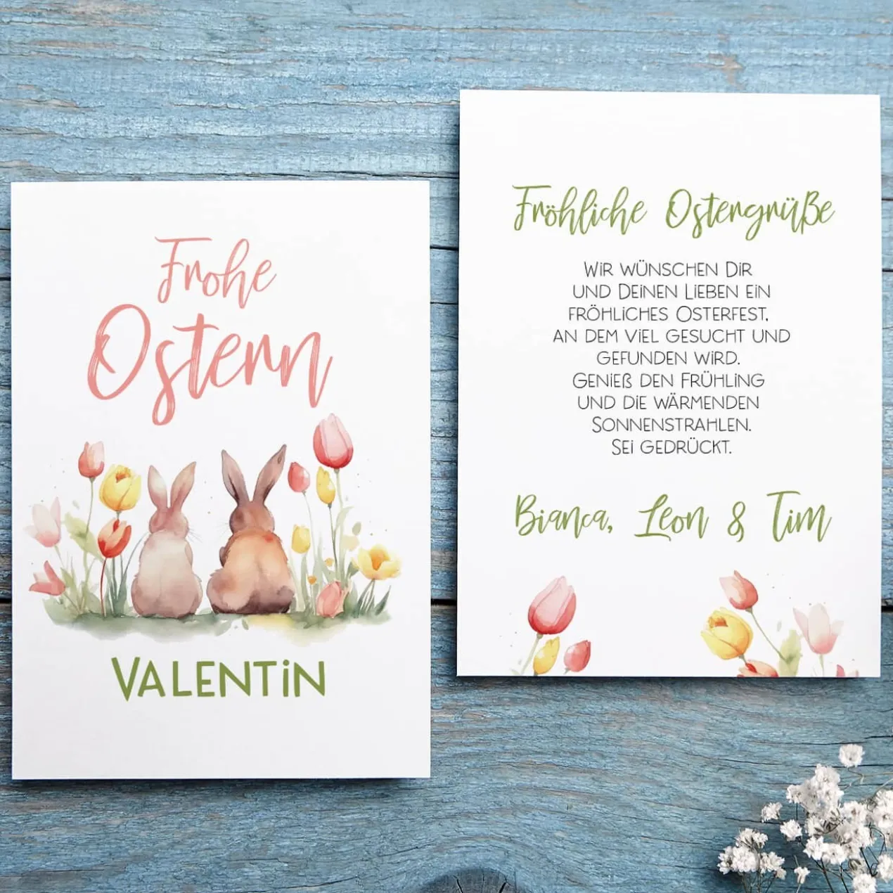 Hasen - Osterkarte mit Ihrem Text persönlich gestaltet
