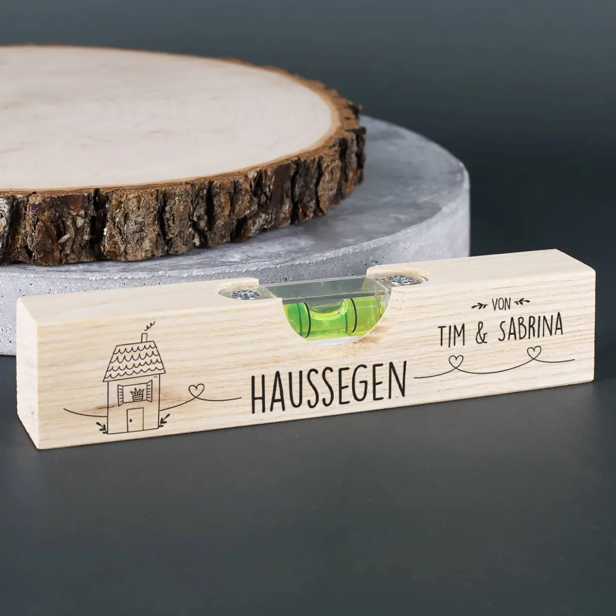 Haussegen - kleine Wasserwaage zur Hochzeit oder als Einzugsgeschenk