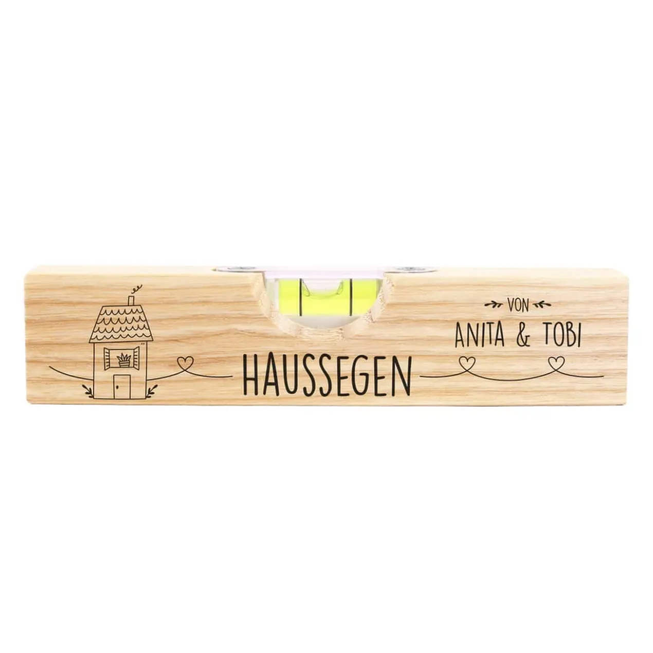 Haussegen - kleine Wasserwaage zur Hochzeit oder als Einzugsgeschenk