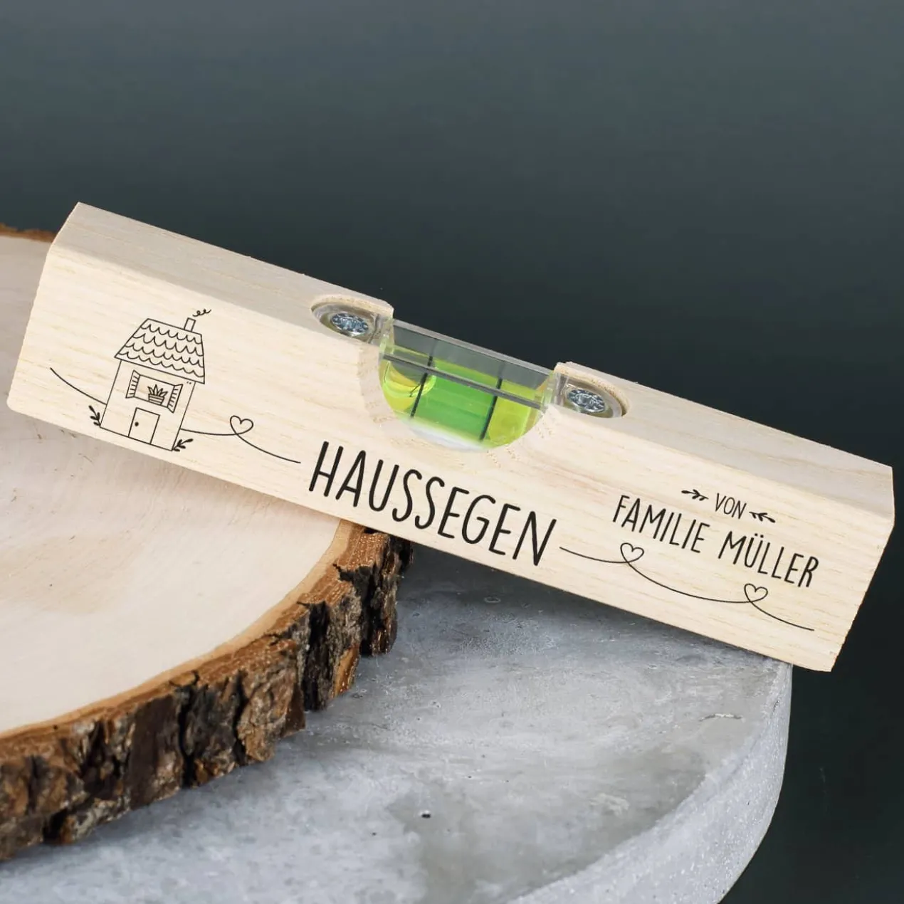 Haussegen - kleine Wasserwaage zur Hochzeit oder als Einzugsgeschenk