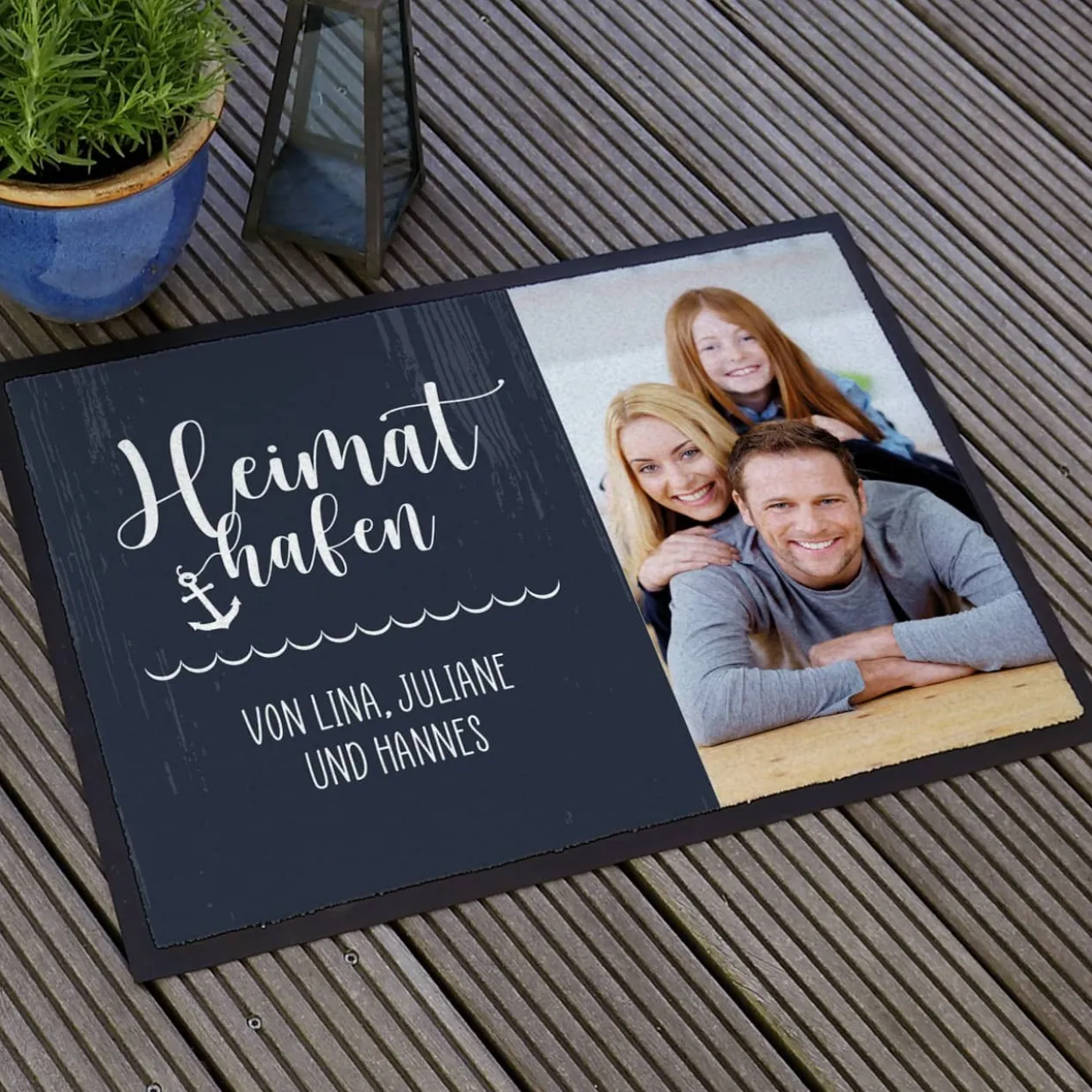 Heimathafen Fußmatte mit Foto und Text, 70 x 50 cm