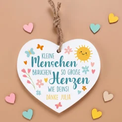 Herz für Erzieherin & Lehrer als Dankeschön Geschenk personalisiert | Deko Schild für Kita Abschied