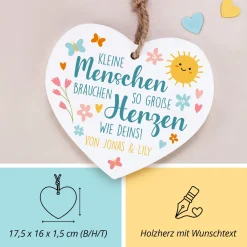 Herz für Erzieherin & Lehrer als Dankeschön Geschenk personalisiert | Deko Schild für Kita Abschied