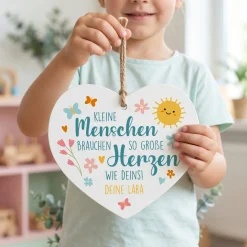 Herz für Erzieherin & Lehrer als Dankeschön Geschenk personalisiert | Deko Schild für Kita Abschied