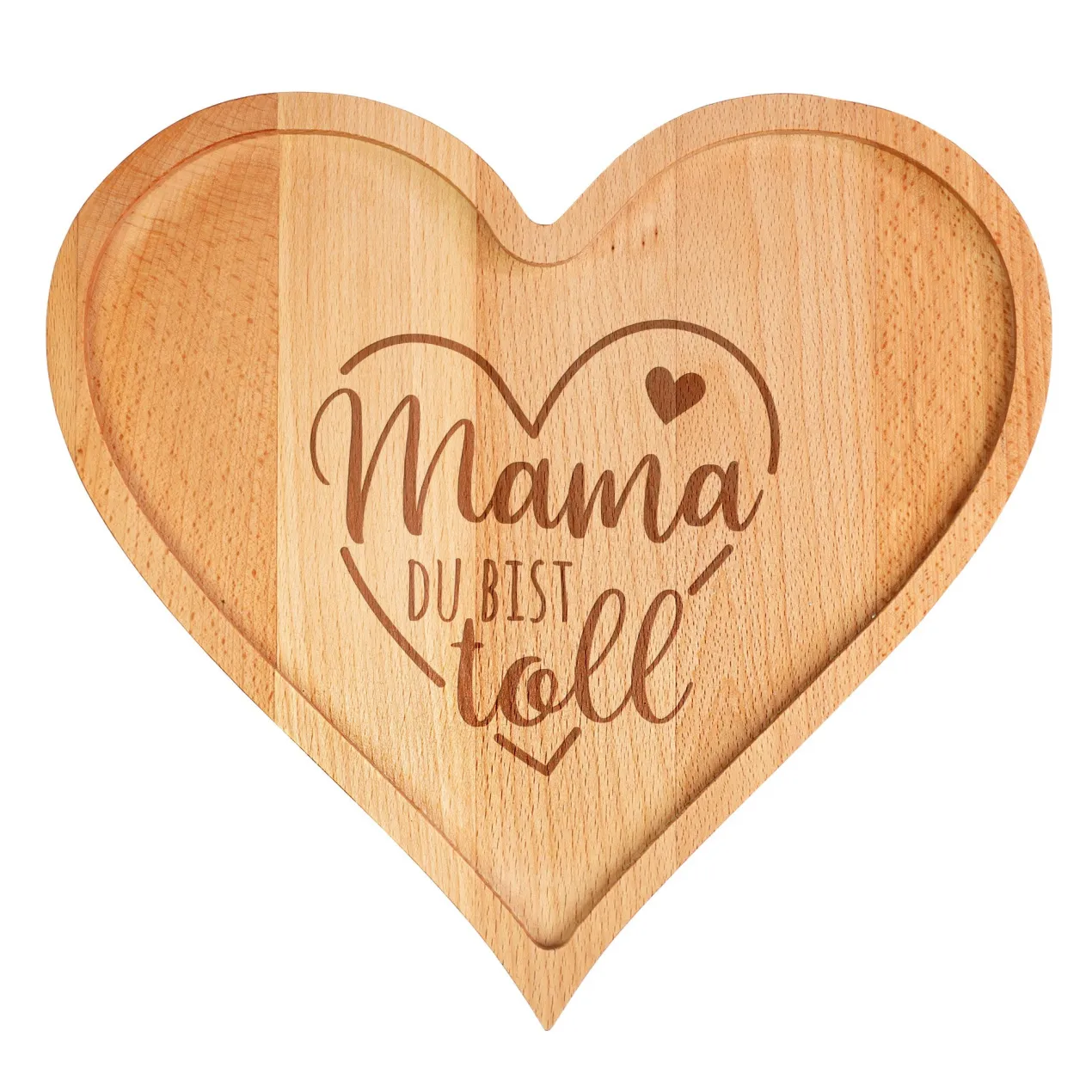 Herz Frühstücksbrettchen aus Holz mit Gravur - Mama du bist toll | Geschenk zum Muttertag & Geburtstag