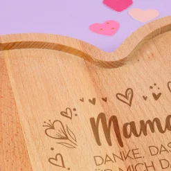 Herz Frühstücksbrettchen & Servierbrett aus Holz mit Gravur | Geschenk zum Muttertag & Geburtstag