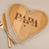 Herz Frühstücksbrettchen & Servierbrett mit Gravur aus Holz | Geschenk für Papa zum Vatertag