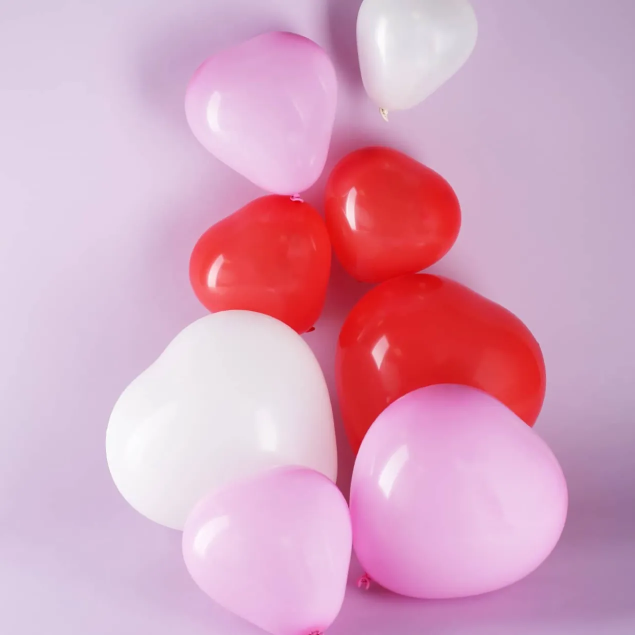 Herzförmige Ballons - 8 Stück - 2 Größen - 3 Farben