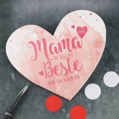 Herzkarte "Mama Du bist die Beste" mit Wunschtext