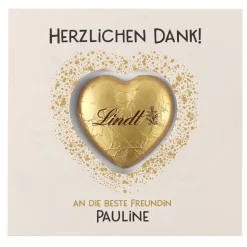 Herzlichen Dank - Karte mit Lindt Schokoherz und Ihrem Wunschtext