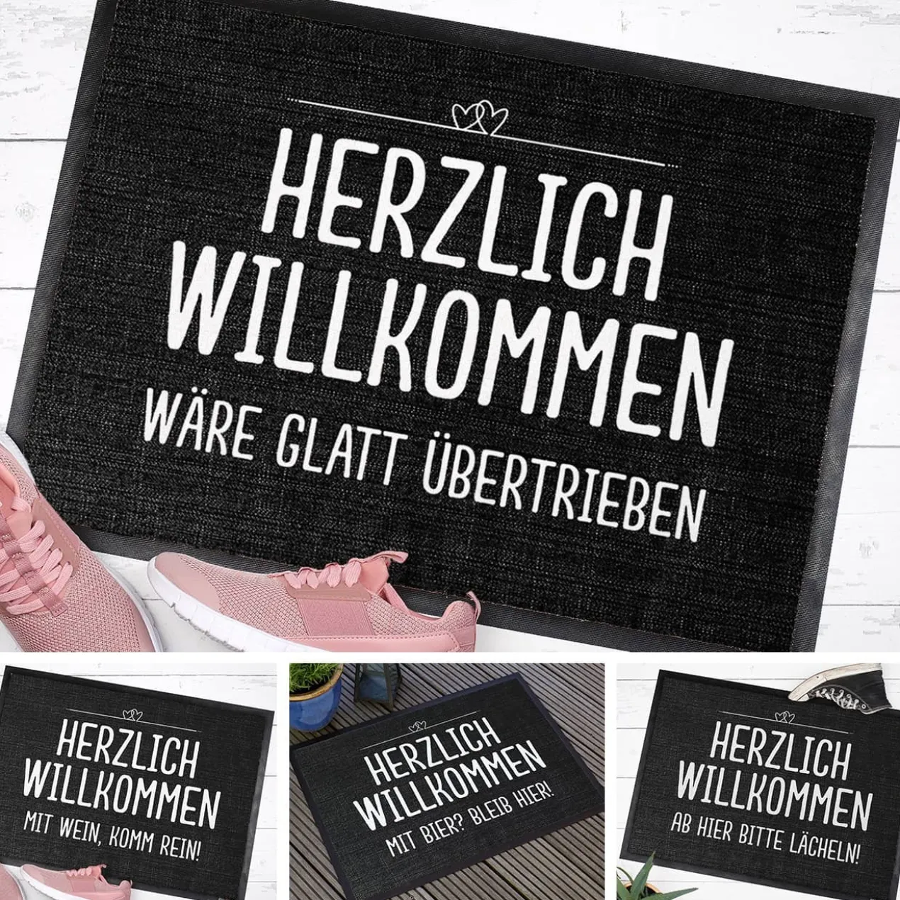 Herzlich Willkommen - Fussmatte mit Ihrem Spruch