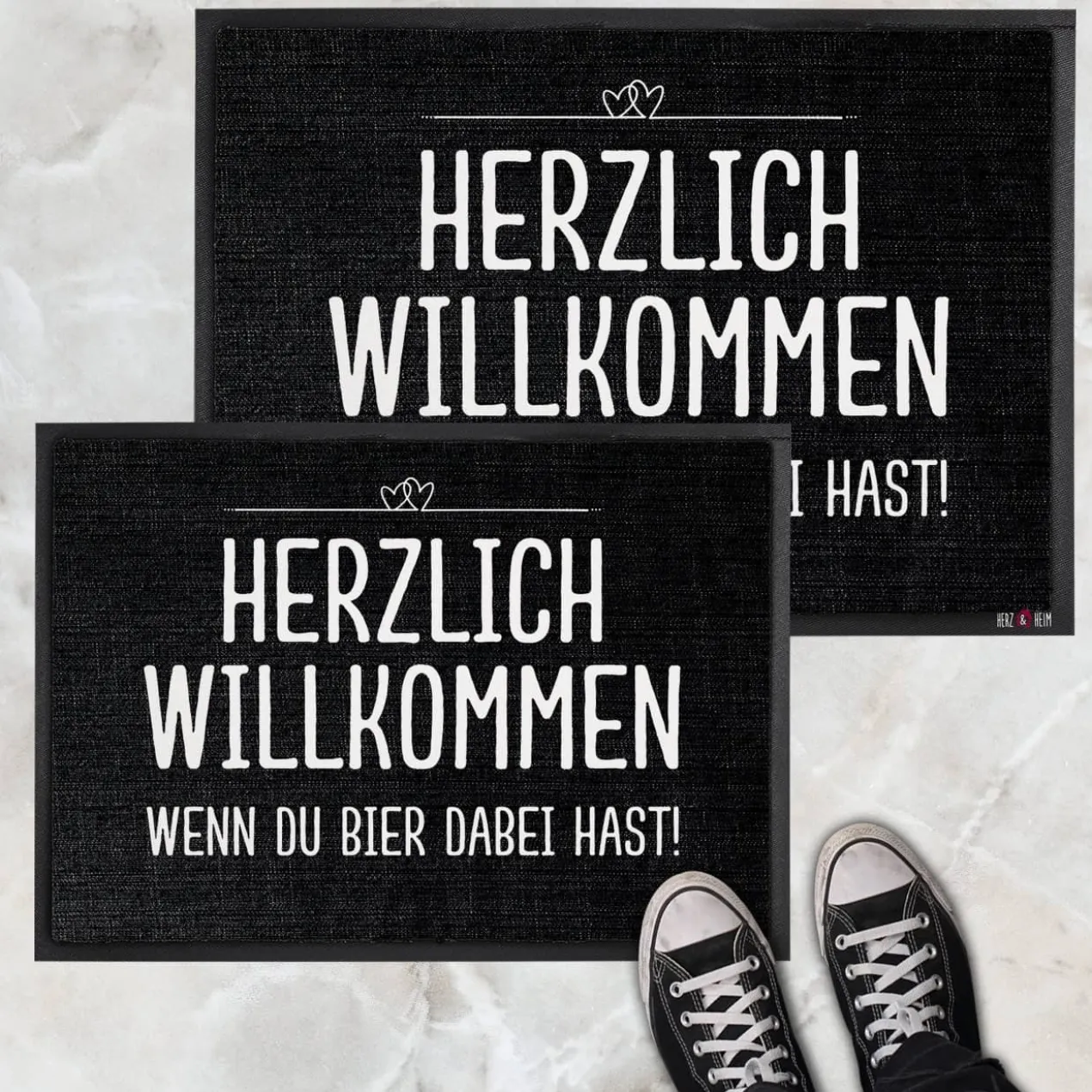 Herzlich Willkommen - Fussmatte mit Ihrem Spruch