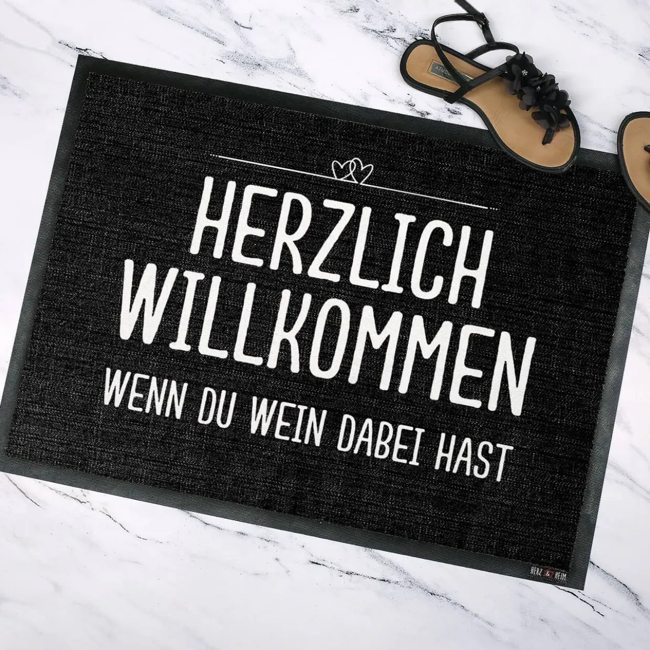 Herzlich Willkommen - Fussmatte mit Ihrem Spruch