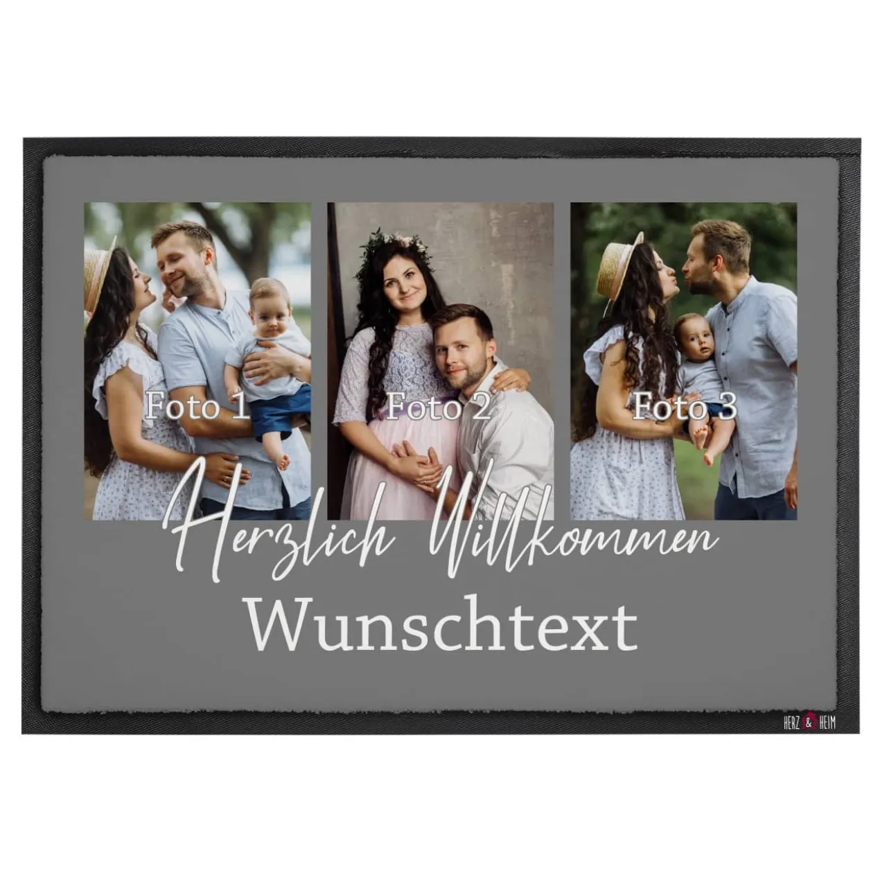 Herzlich Willkommen - moderne Foto-Fußmatte mit Ihrem Wunschtext