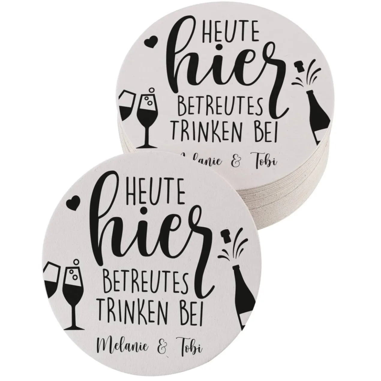 Heute hier betreutes Trinken - 30 runde Untersetzer mit Namen