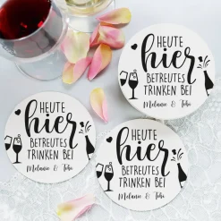 Heute hier betreutes Trinken - 30 runde Untersetzer mit Namen