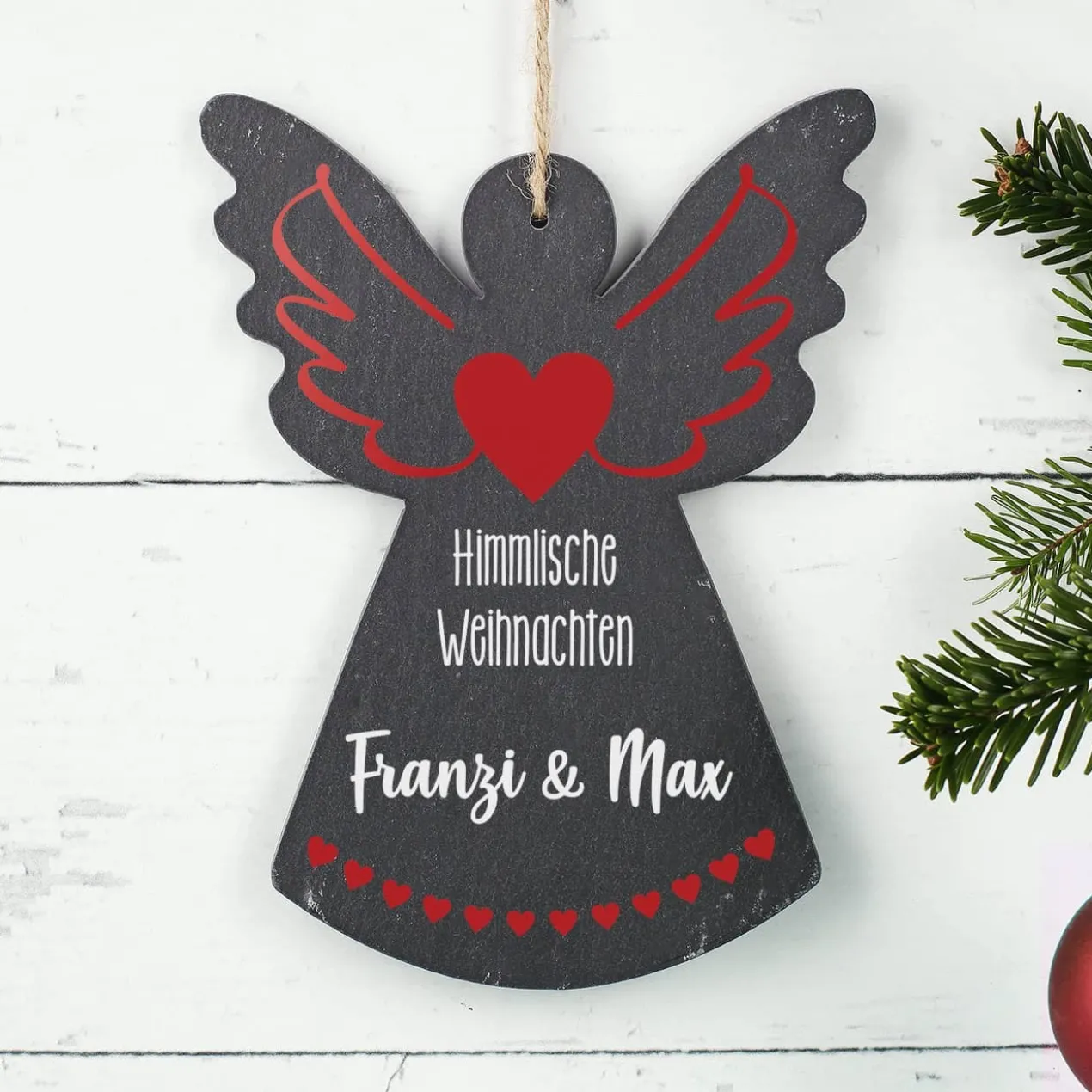 Himmlische Weihnachten - Schieferengel mit Wunschtext