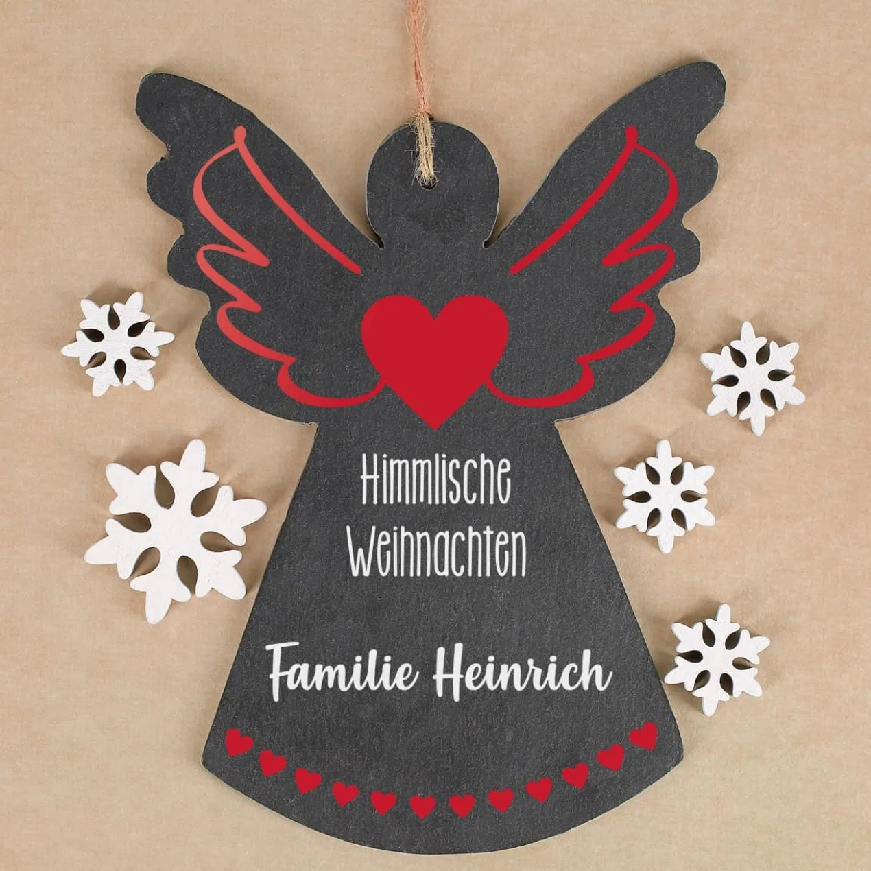 Himmlische Weihnachten - Schieferengel mit Wunschtext