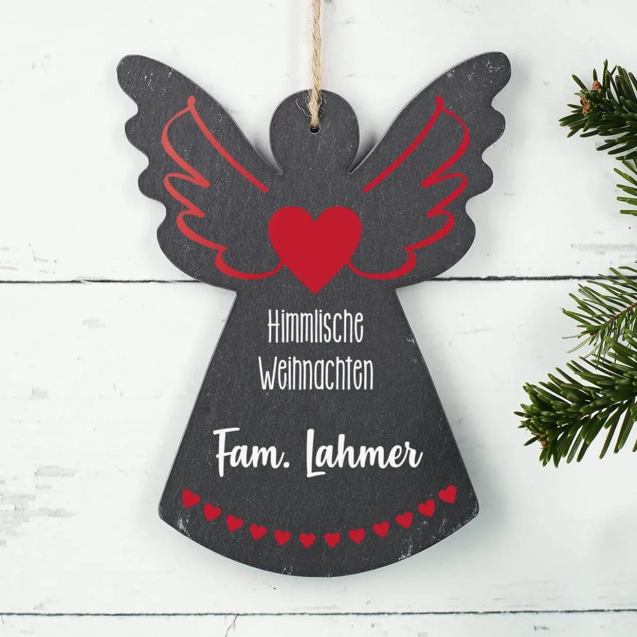 Himmlische Weihnachten - Schieferengel mit Wunschtext