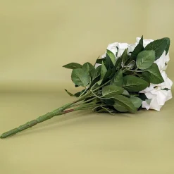Hochwertiger Kunstblumenstrauß Rosen – Rosa Dijon | Cremeweiß | 10 Seidenblumen | 42 cm