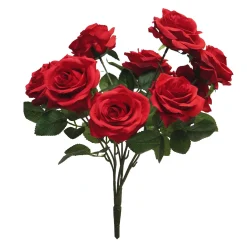Hochwertiger Kunstblumenstrauß Rosen – Rosa Dijon | Rot | 10 Seidenblumen | 42 cm
