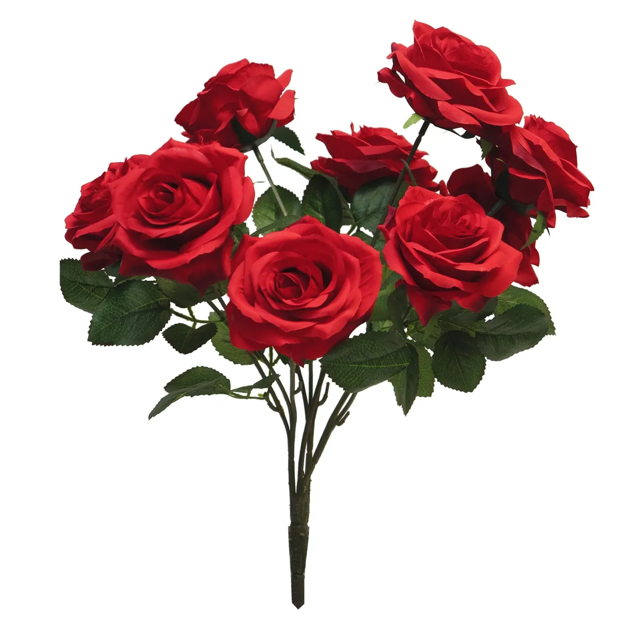 Hochwertiger Kunstblumenstrauß Rosen – Rosa Dijon | Rot | 10 Seidenblumen | 42 cm