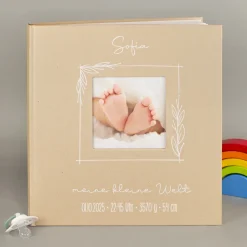 Hochwertiges Babyalbum, personalisiert und handgearbeitet | Fotobuch Geschenk zur Geburt
