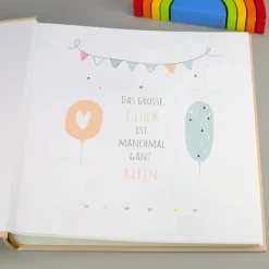 Hochwertiges Babyalbum, personalisiert und handgearbeitet | Fotobuch Geschenk zur Geburt