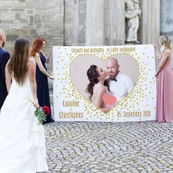 Hochzeitsbanner zum Ausschneiden mit Foto - In Liebe verbunden