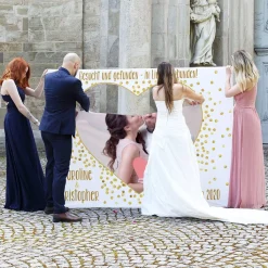 Hochzeitsbanner zum Ausschneiden mit Foto - In Liebe verbunden