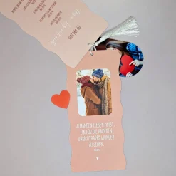 Hochzeitseinladung - Kartentrio mit Wellenrand - verschiedene Farben wählbar