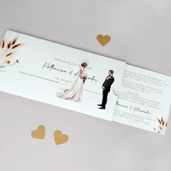 Hochzeitseinladung - Ziehkarte mit Brautpaar