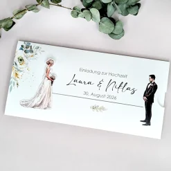Hochzeitseinladung - Ziehkarte mit Brautpaar