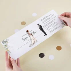 Hochzeitseinladung - Ziehkarte mit Brautpaar
