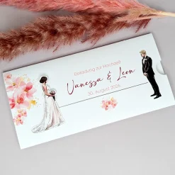 Hochzeitseinladung - Ziehkarte mit Brautpaar