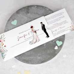 Hochzeitseinladung - Ziehkarte mit Brautpaar
