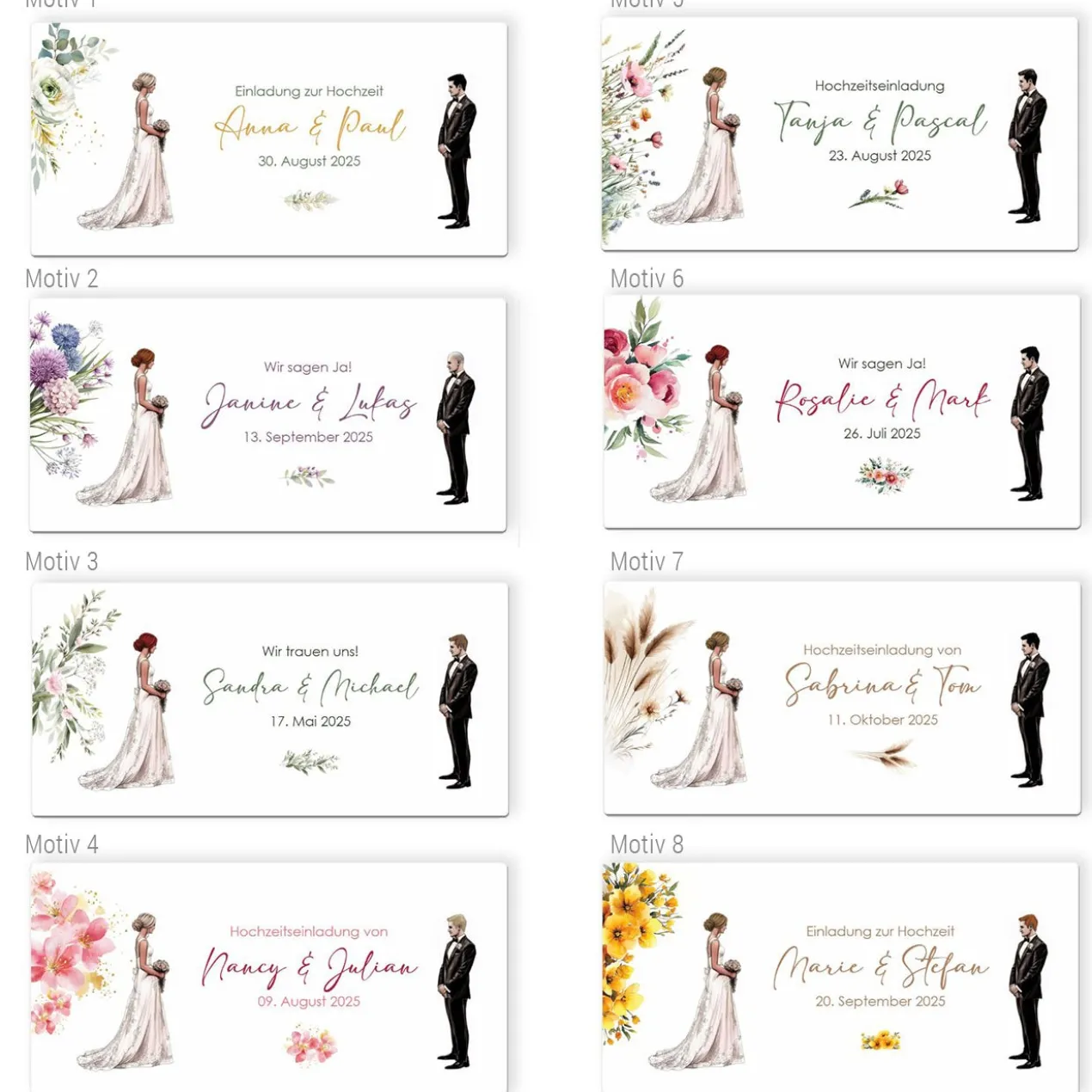 Hochzeitseinladung - Ziehkarte mit Brautpaar
