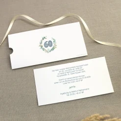 Hochzeitseinladung - Ziehkarte mit zwei Fotos zur Diamantenen Hochzeit mit Wunschdaten