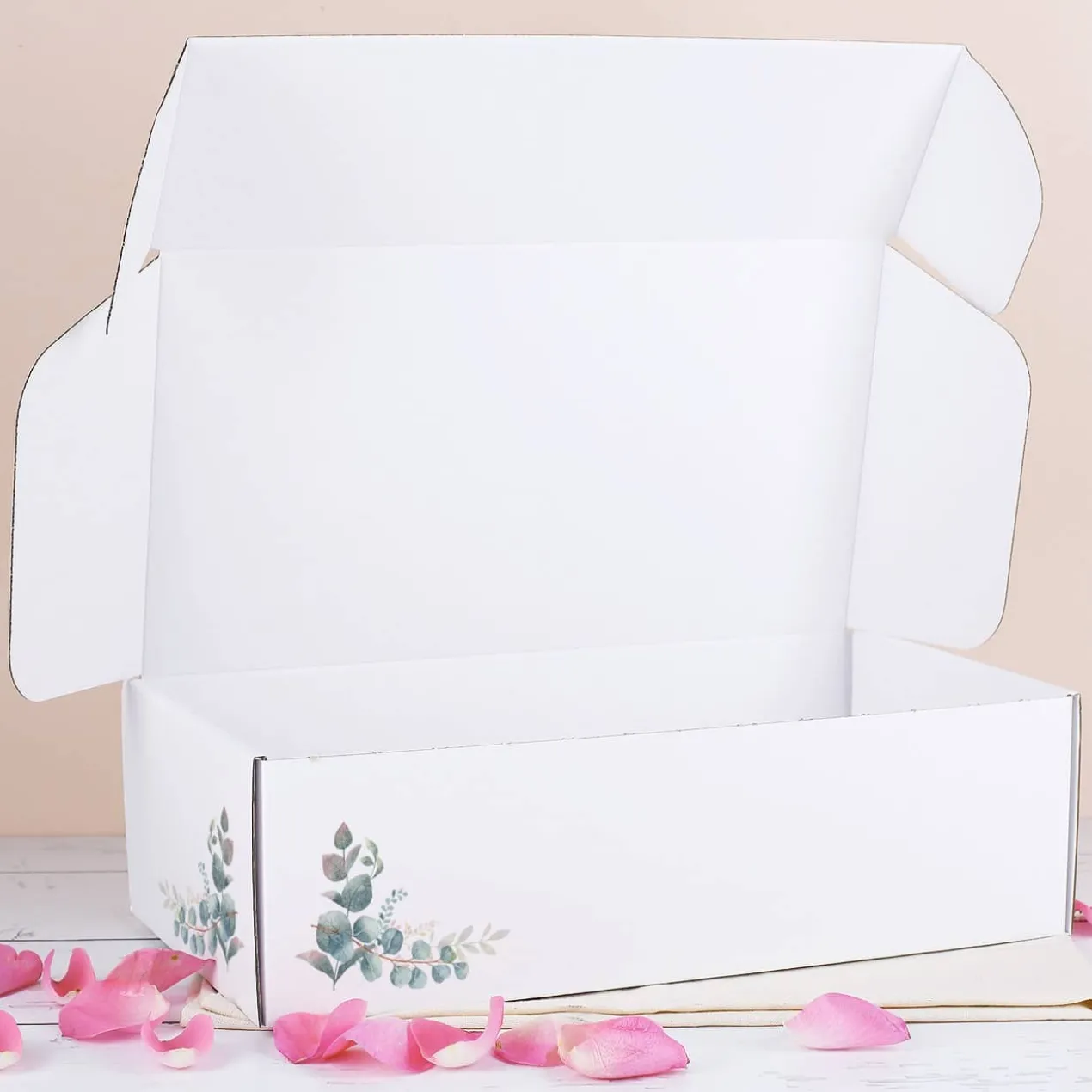 Hochzeits-Geschenkbox mit Eukalyptusmotiv, Foto, Name & Wunschtext