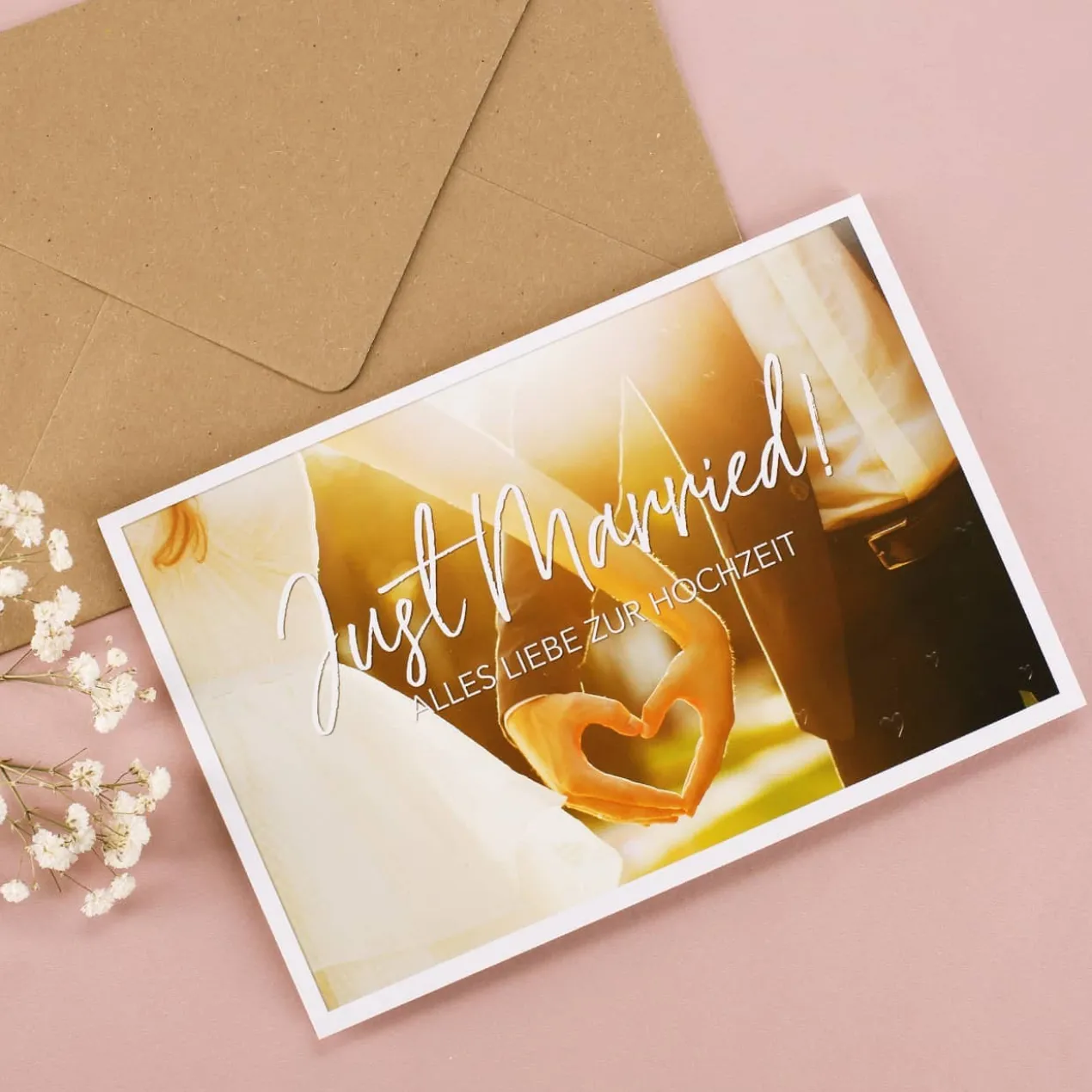 Hochzeitskarte - Just Married - Nature Card