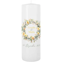 Hochzeitskerze mit Blumenkranz