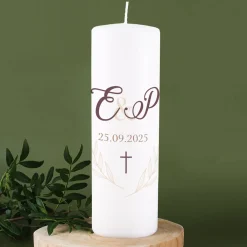 Hochzeitskerze mit Initialen und dezentem Motiv