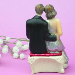 Hochzeitspaar Braut & Bräutigam mit Schlips zur Silberhochzeit | Dekofigur & Hochzeitstorten Topper