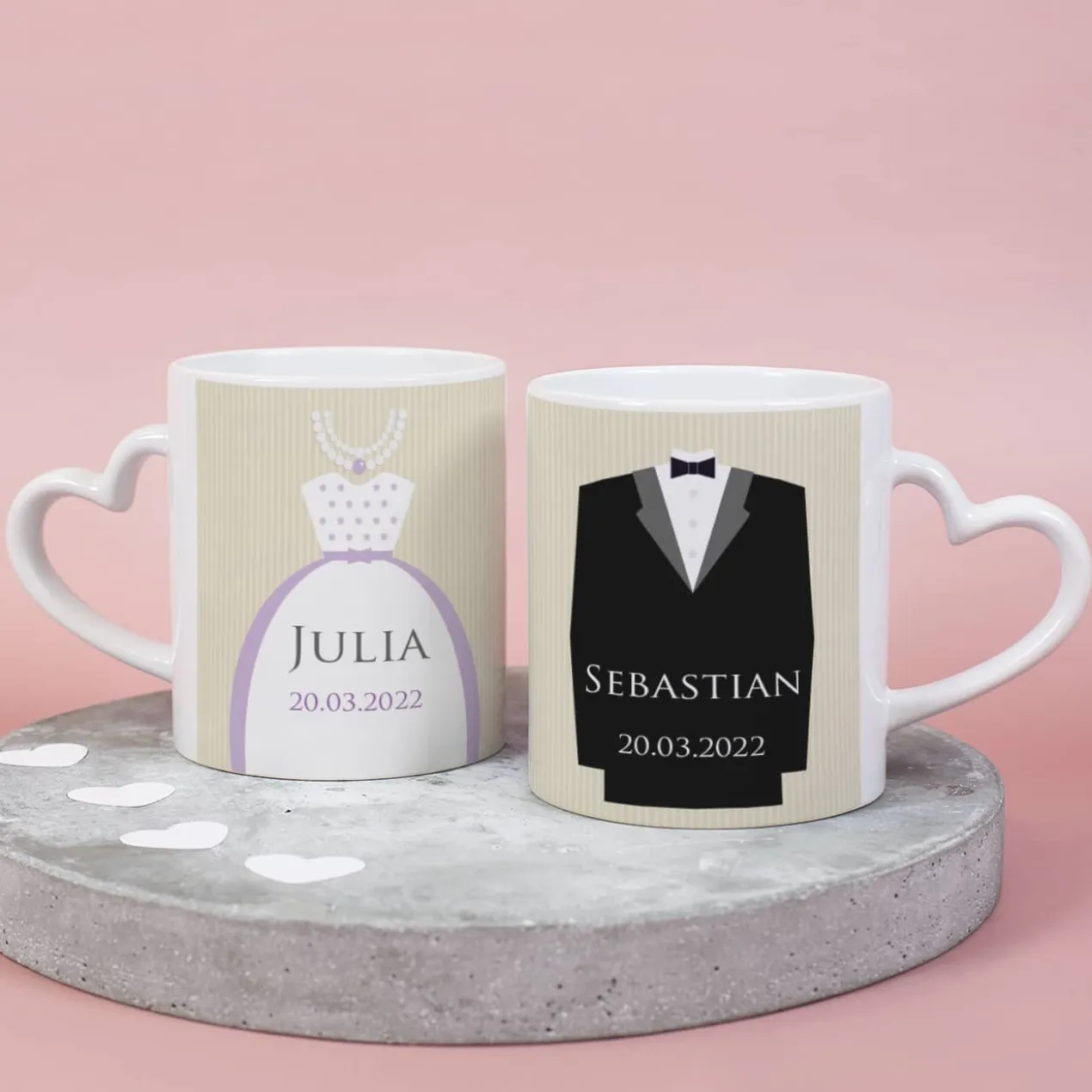 Hochzeitstassen für Braut und Bräutigam