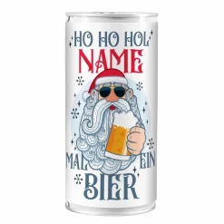 HO HO HOL mir mal ein Bier - Bierdose mit Namensaufdruck und coolem Santa
