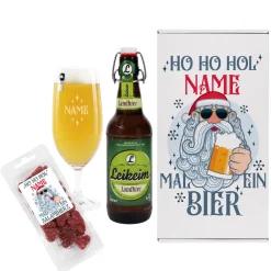 HO HO HOL mir mal ein Bier - Geschenkset zu Weihnachten mit coolem Santa