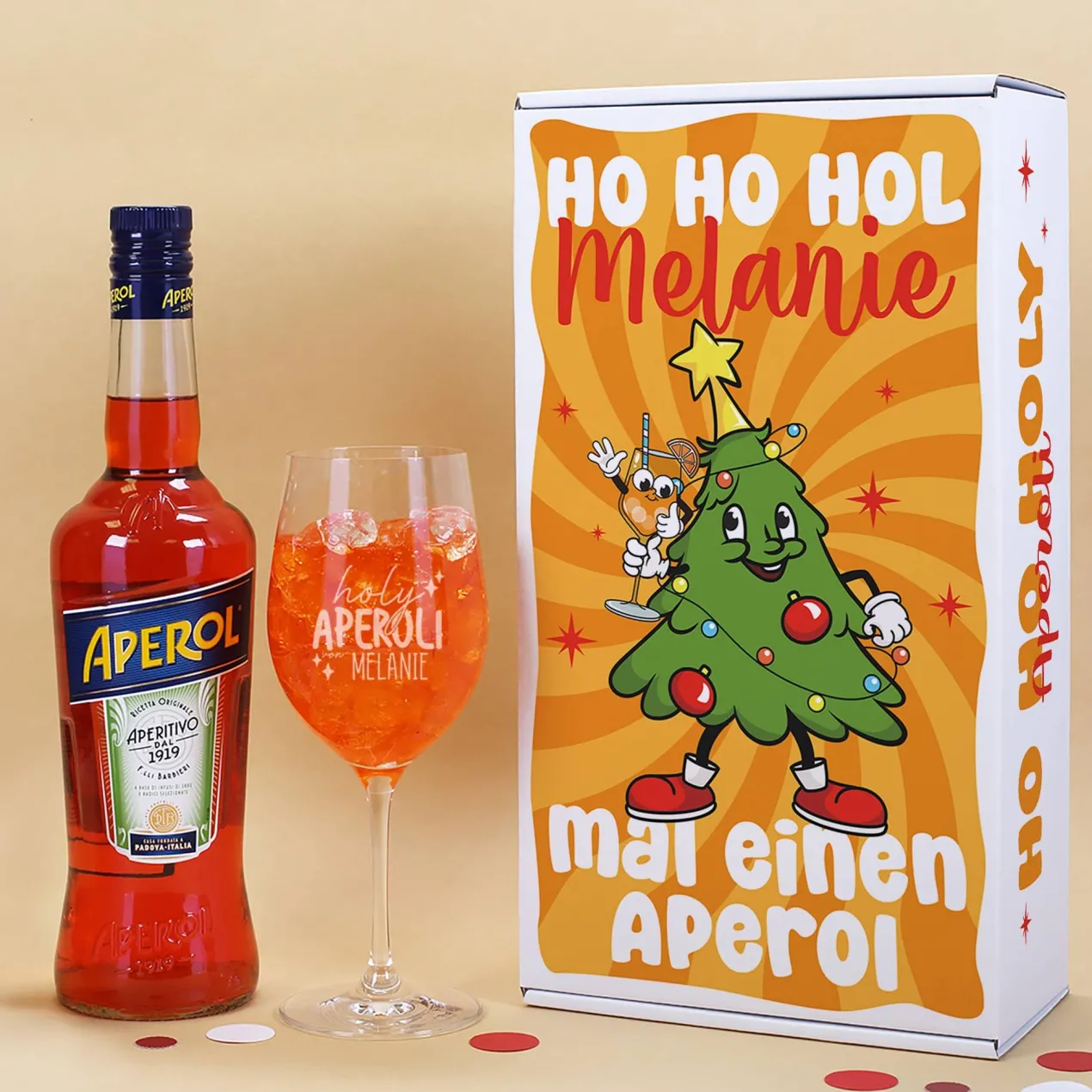 Hol mir einen Aperol - Geschenkset zu Weihnachten mit Glas und Geschenkbox